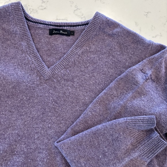 Pringle Other - Vintage James Pringle Sweater Unisex SZ Large Purple V-Neck Lambswool Scotland